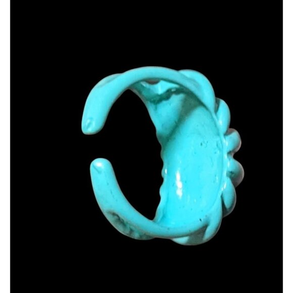 Mermaidcore Blue Scalloped Metal Enamel Coated Ring Size 5 - Picture 7 of 14